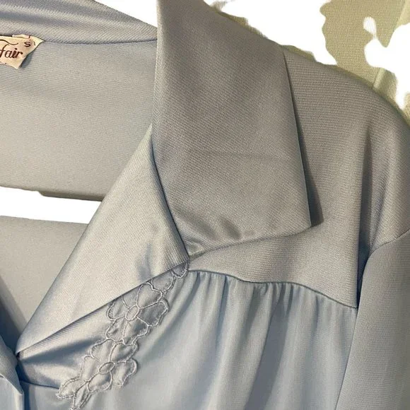 Vintage Vanity Fair Nylon Button Up Robe Nightgown Housecoat S US Blue Lot of 3 - Picture 3 of 8